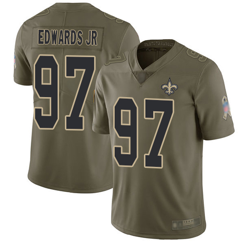 Men New Orleans Saints Limited Olive Mario Edwards Jr Jersey NFL Football #97 2017 Salute to Service Jersey